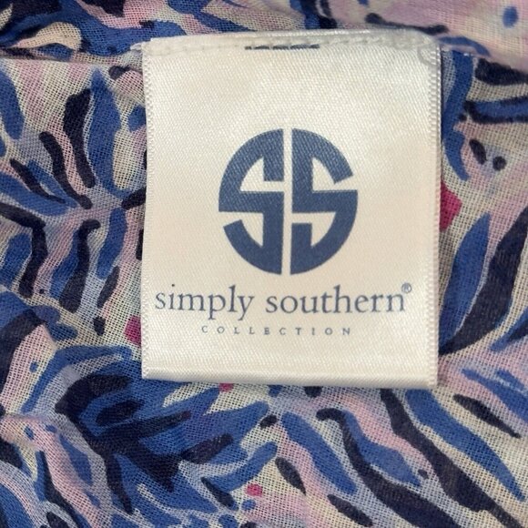 SIMPLY SOUTHERN Tropical Swimsuit Cover Up Kimono Small/Medium Blue Beach Resort - Picture 8 of 12